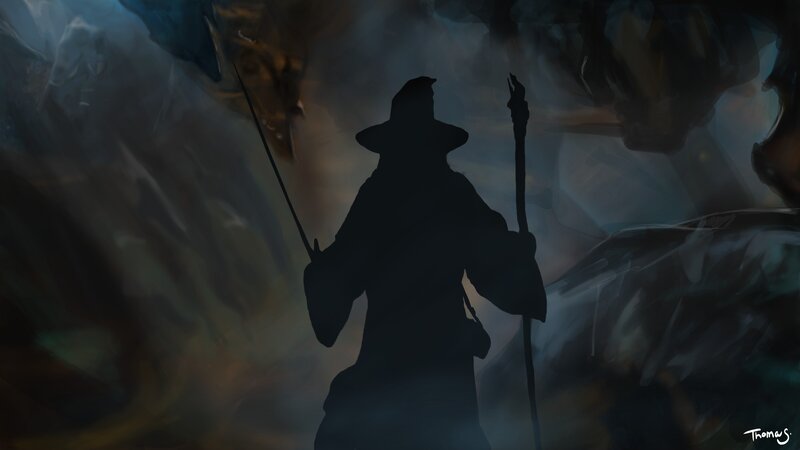 Silhouette of a Wizard — Black