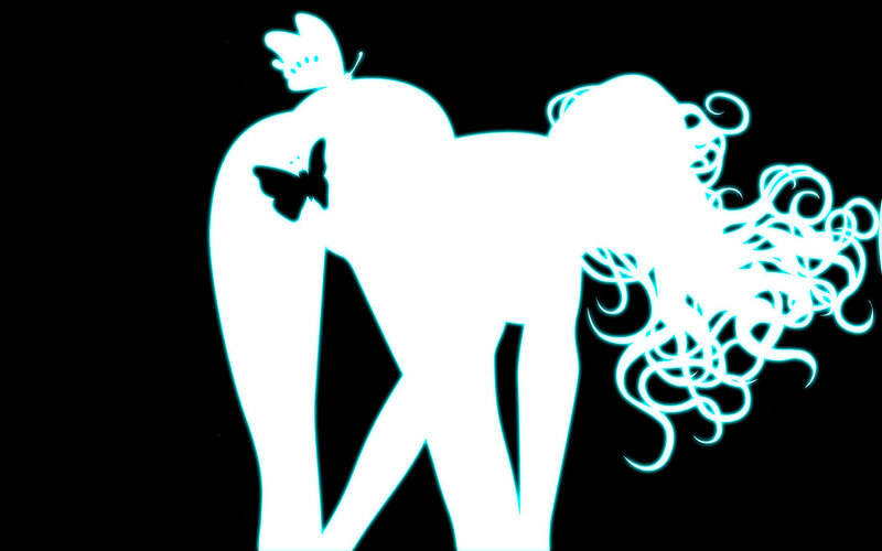 silhouette of a woman with butterflies