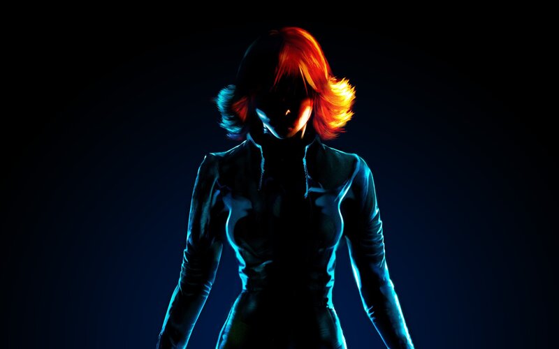 silhouette of a woman with glowing hair