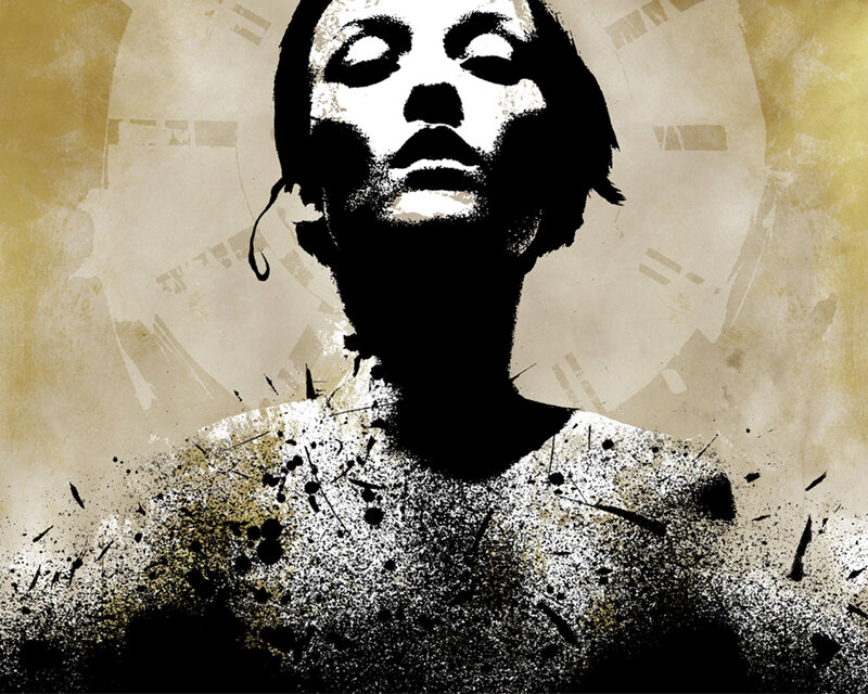 silhouette of a woman with headphones