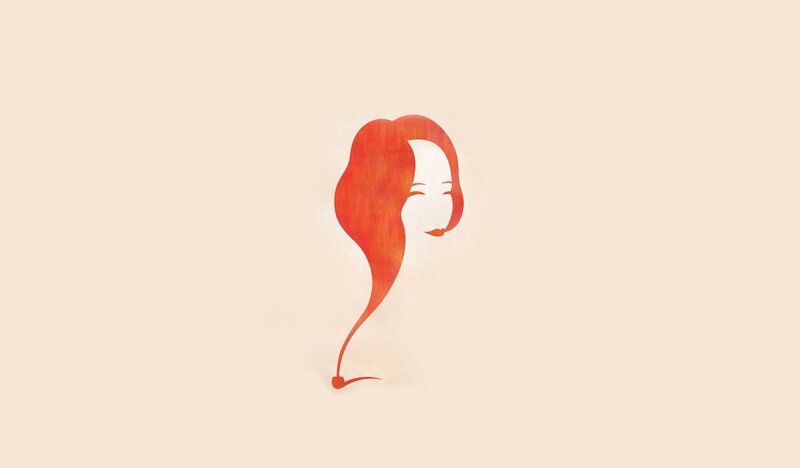 silhouette of a woman with red hair