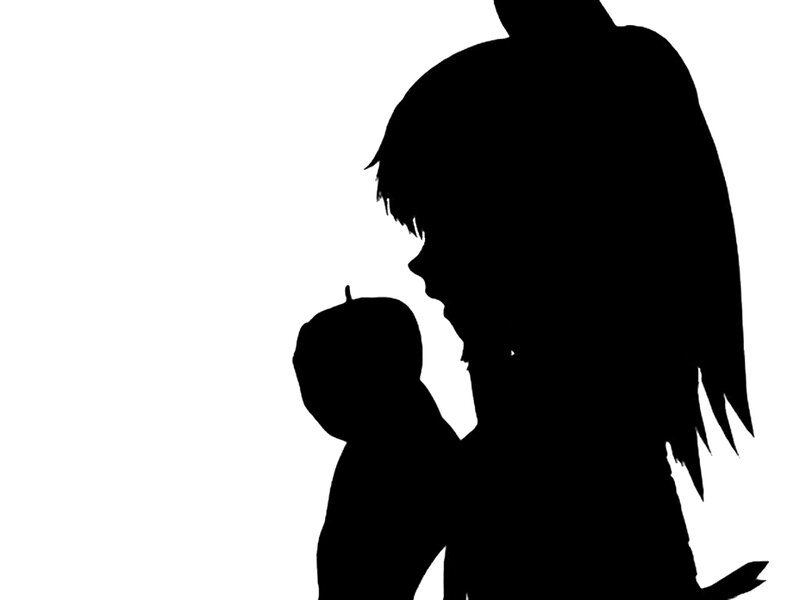 Silhouette of Adult and Child — Black, Calm