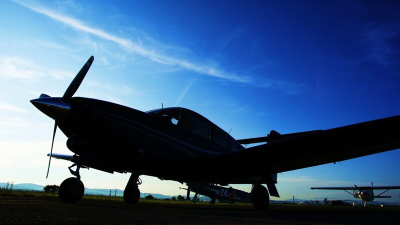 Silhouette of Airplane — Blue, Dramatic