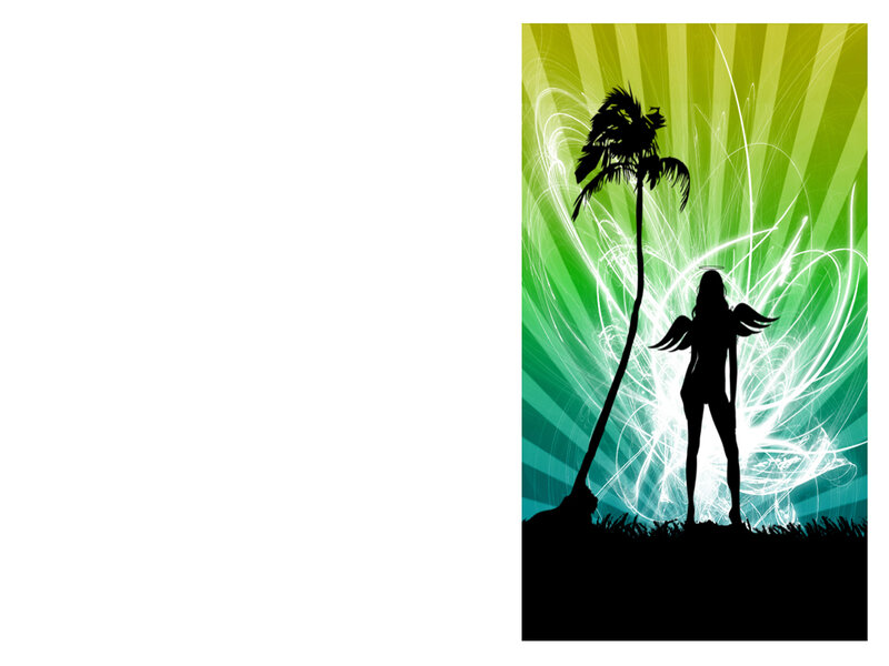 Silhouette of Angel and Palm Tree