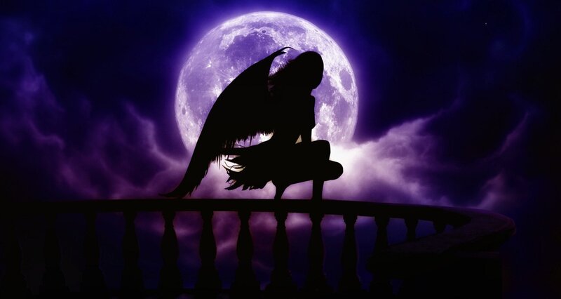 Silhouette of Angel on Balcony