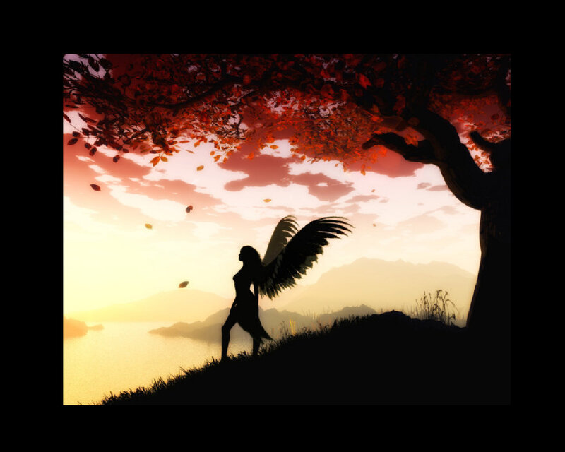 Silhouette of Angel on Hill