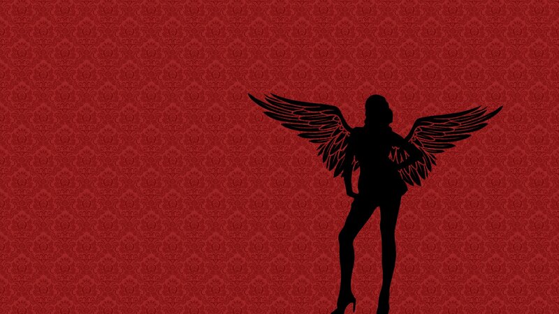silhouette of angel on red background