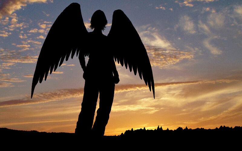 Silhouette of Angel — Orange, Dramatic