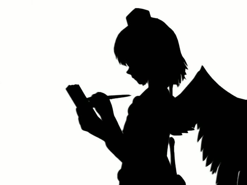 Silhouette of Angel Writing
