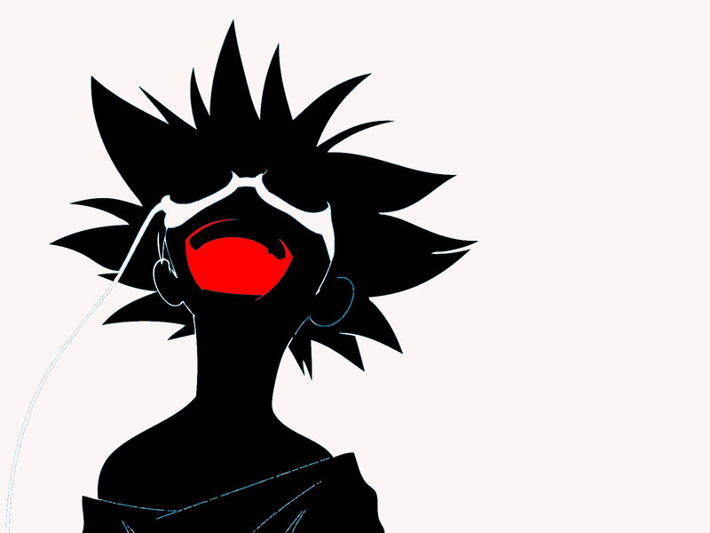 silhouette of anime character