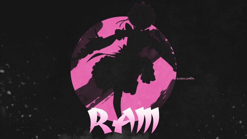 Silhouette of Anime Character — Black, Dramatic, Night, Digital Art, Pink Circle