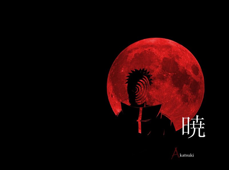 Silhouette of Anime Character — Black, Dramatic, Night, Red Moon