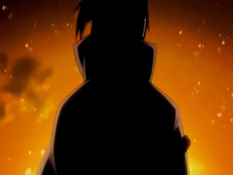 Silhouette of Anime Character — Black, Dramatic, Sunset