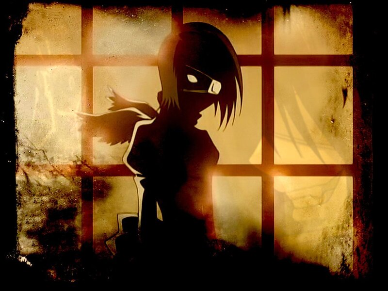 silhouette of anime character by window