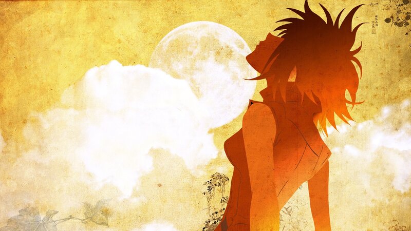 Silhouette of Anime Character — Orange, Dramatic, Night