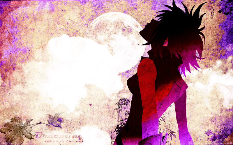 Silhouette of Anime Character — Purple, Dramatic, Night
