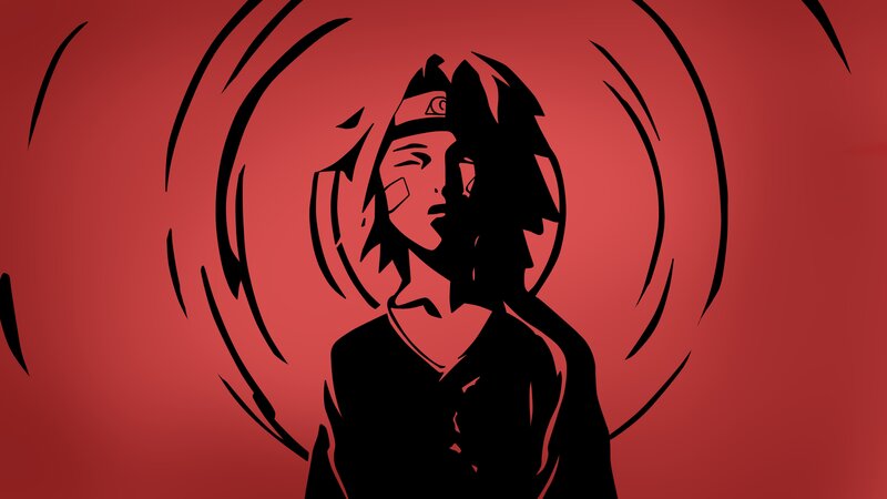 Silhouette of Anime Character — Red, Dramatic, Headband
