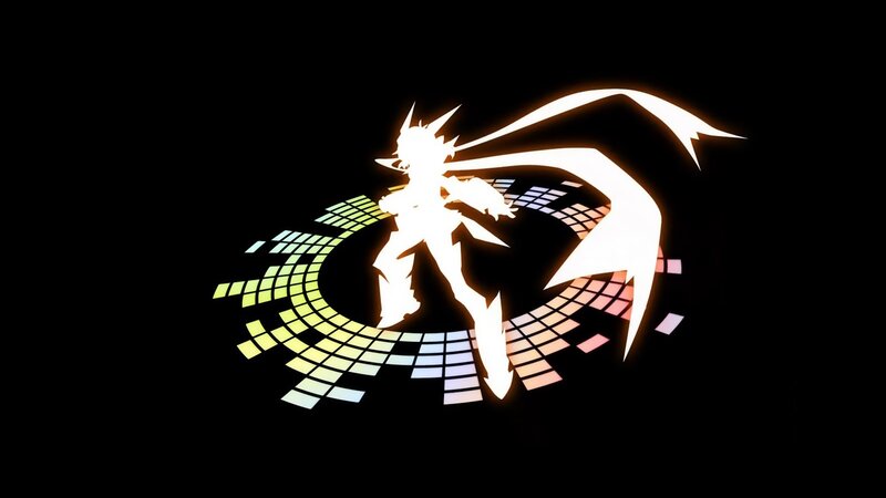 silhouette of anime character with audio visualizer