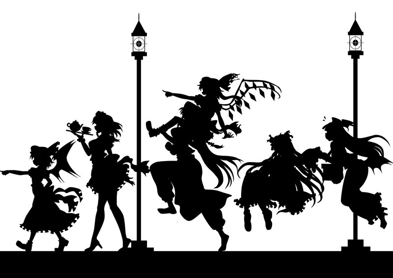 silhouette of anime characters