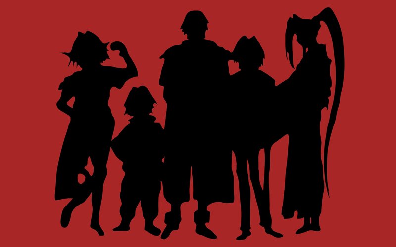 silhouette of anime characters