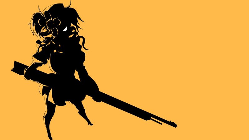 Silhouette of Anime Girl — Black, Dramatic, Digital Art, Gun