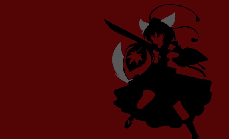 Silhouette of Anime Girl — Red, Dramatic, Digital Art
