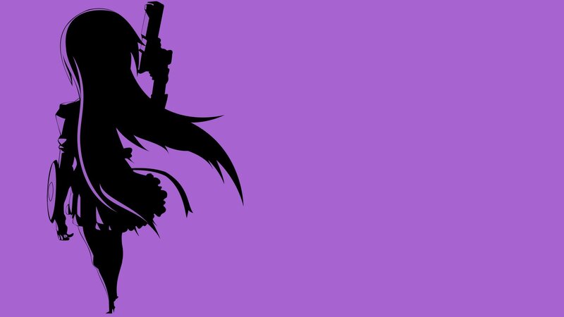 silhouette of anime girl with gun