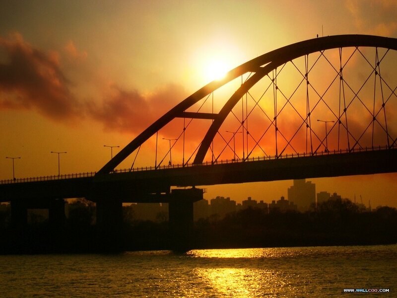 Silhouette of Arched Bridge — Orange
