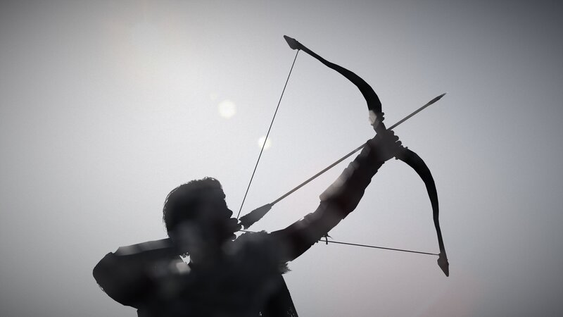 Silhouette of Archer — Black, Dramatic, Sunset