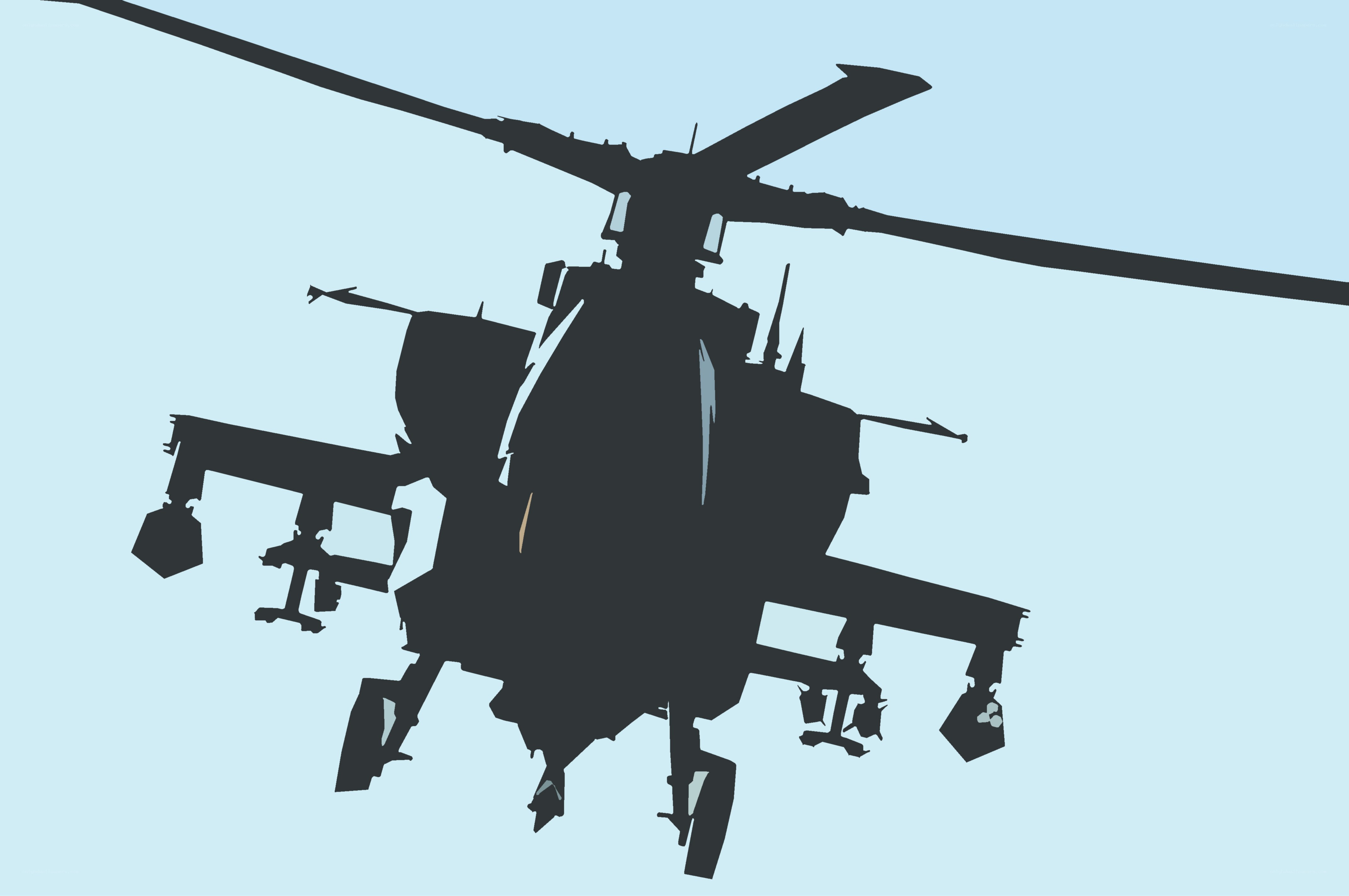 silhouette of attack helicopter