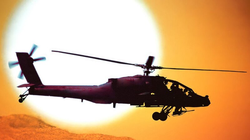 silhouette of attack helicopter