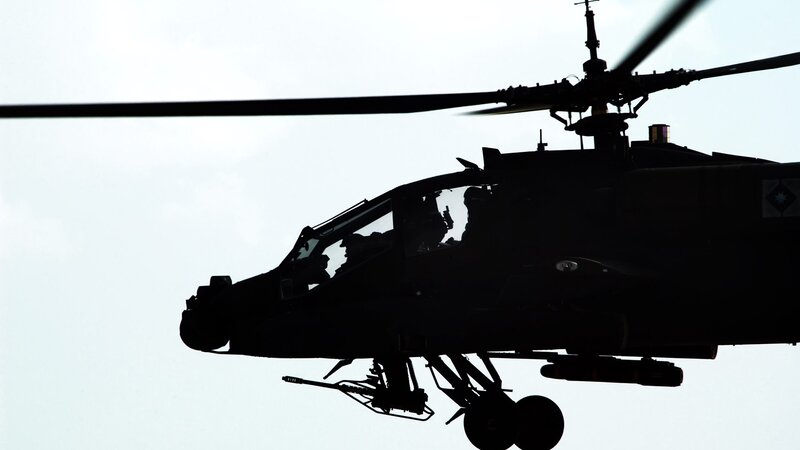Silhouette of Attack Helicopter — Black, Dramatic