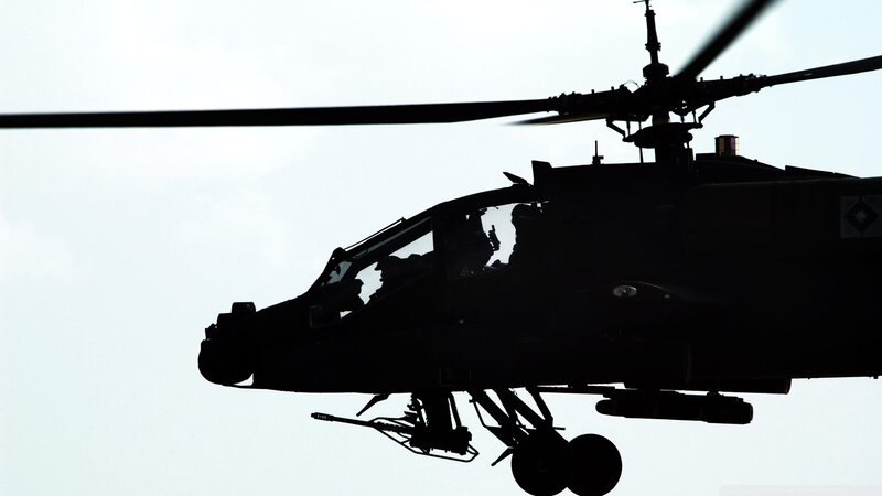 Silhouette of Attack Helicopter — Black