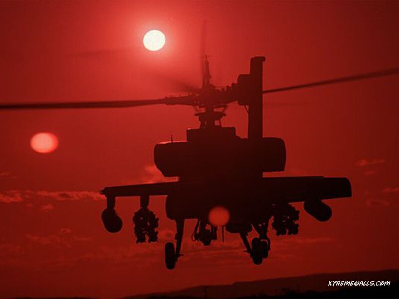 Silhouette of Attack Helicopter — Red