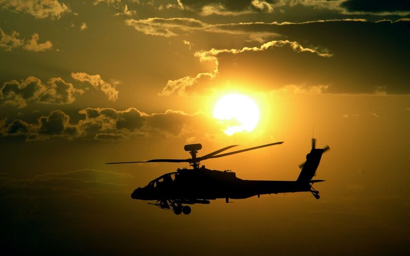 Silhouette of Attack Helicopter — Yellow