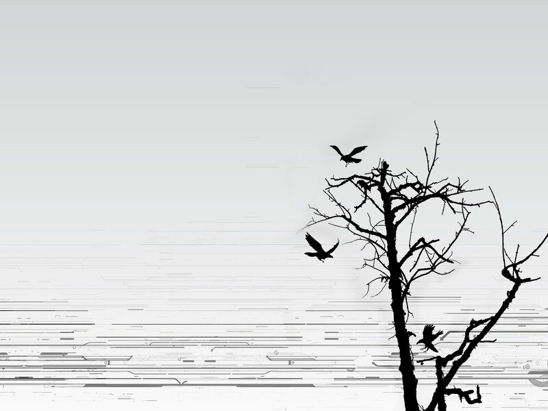 Silhouette of Bare Tree — Black, Dramatic, Digital Art