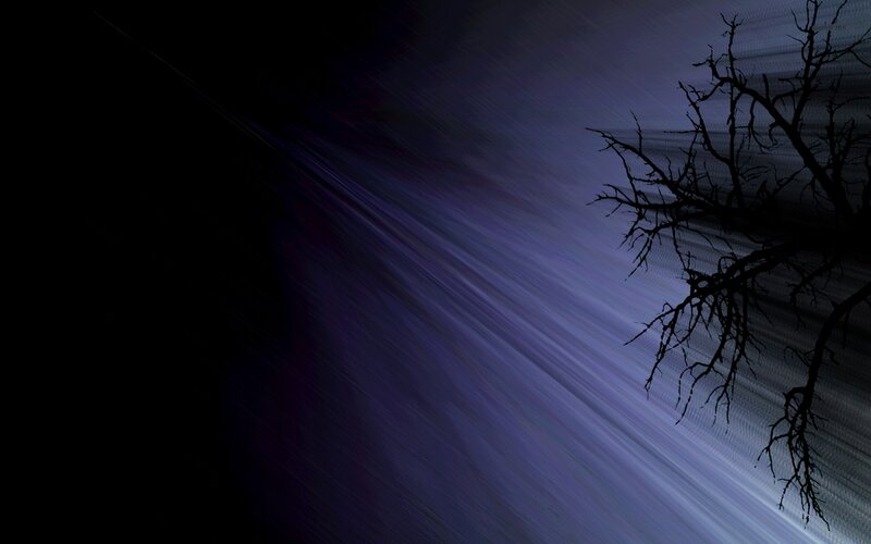 Silhouette of Bare Tree — Black, Dramatic, Night, Digital Art