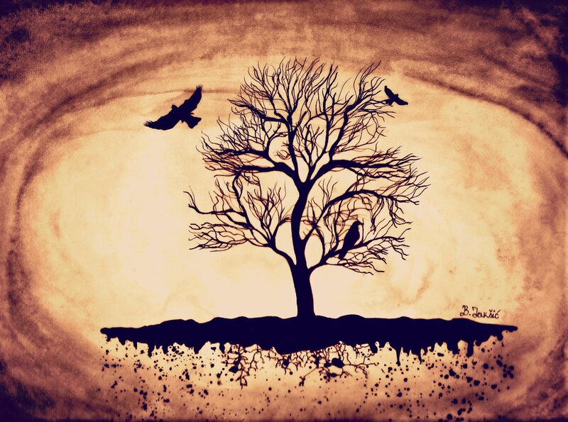Silhouette of Bare Tree — Brown