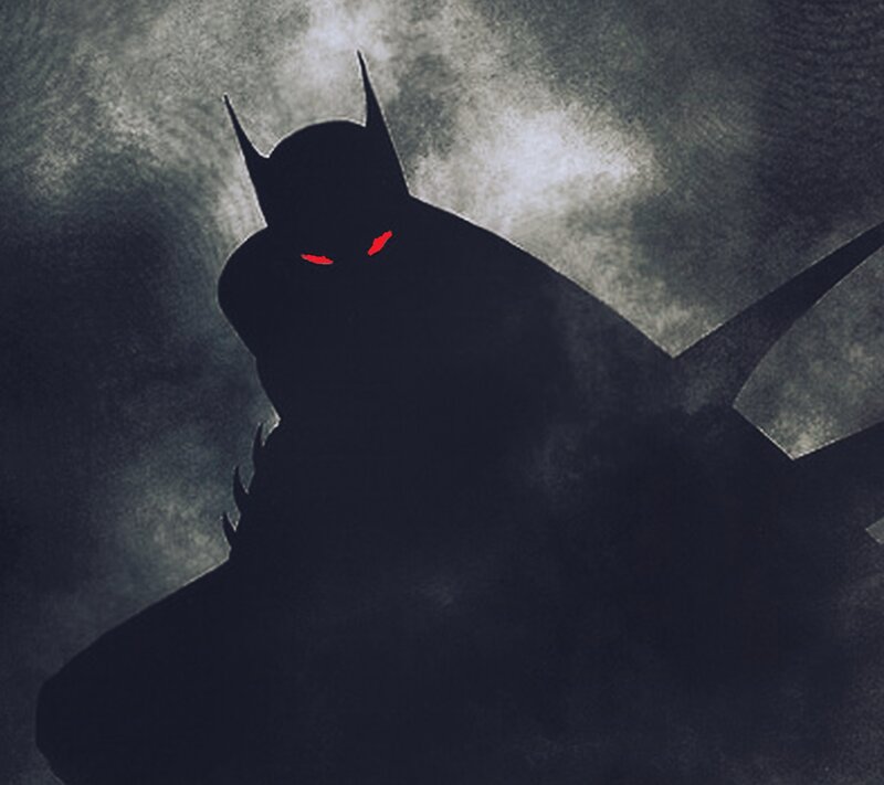Silhouette of Bat-like Figure