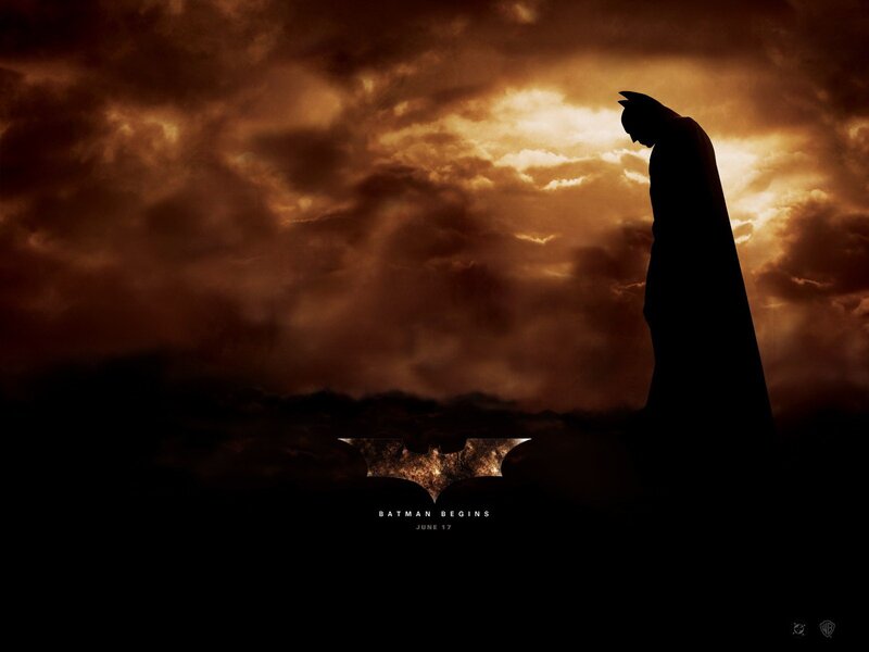 Silhouette of Batman — Black, Dramatic, Night, Illustration, Clouds