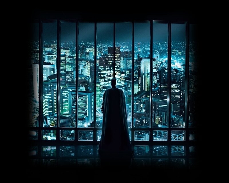 Silhouette of Batman — Black, Dramatic, Night, Photograph, Cityscape