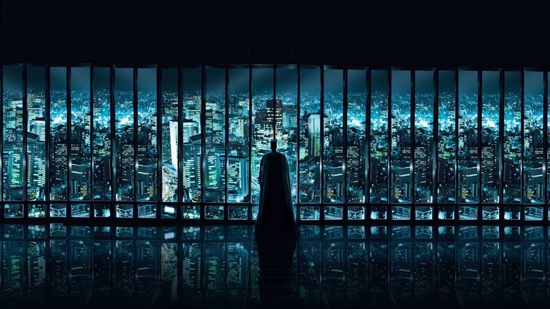 Silhouette of Batman — Blue, Dramatic, Night, Digital Art