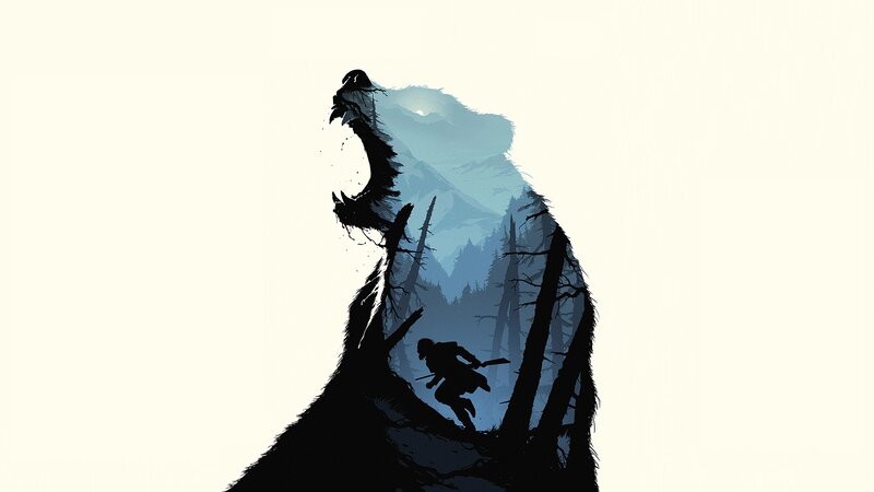 Silhouette of Bear and Man