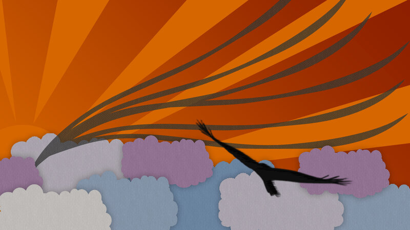 Silhouette of Bird Flying — Orange, Dramatic, Sunset