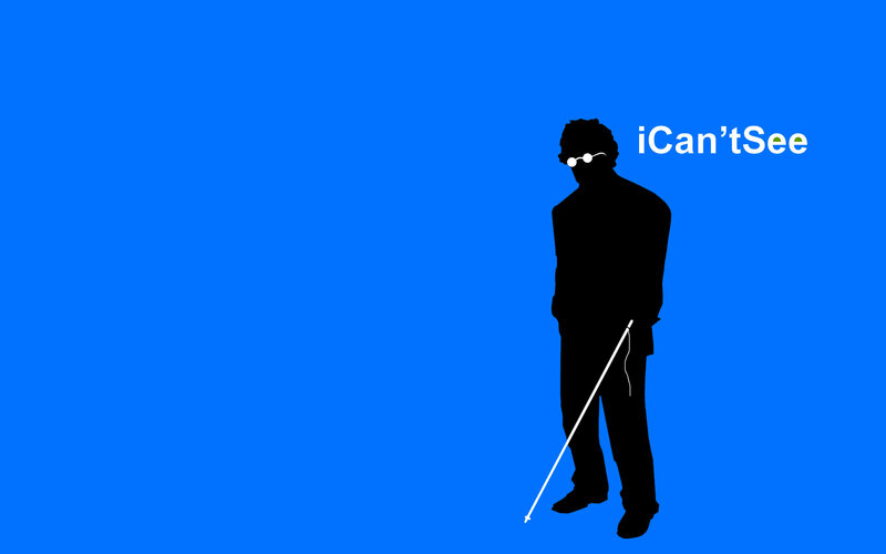 silhouette of blind person