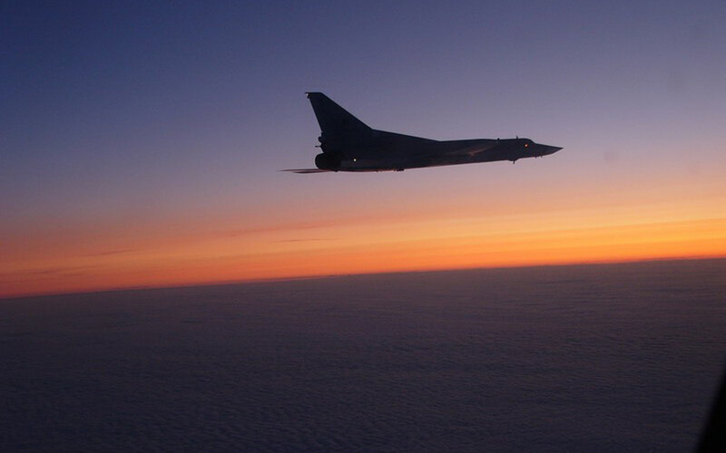 Silhouette of Bomber Aircraft — Orange
