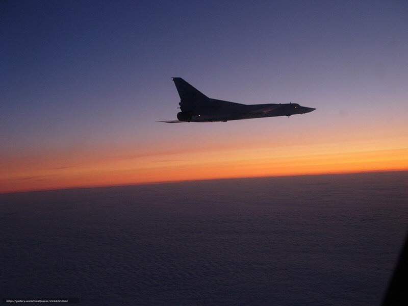 Silhouette of bomber at sunset