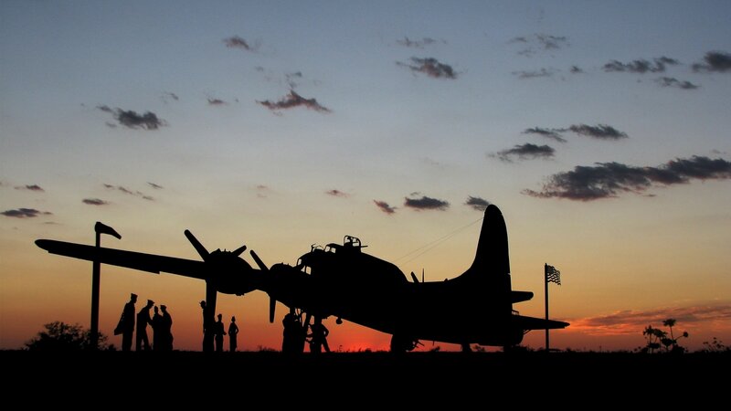 Silhouette of Bomber Plane — Orange