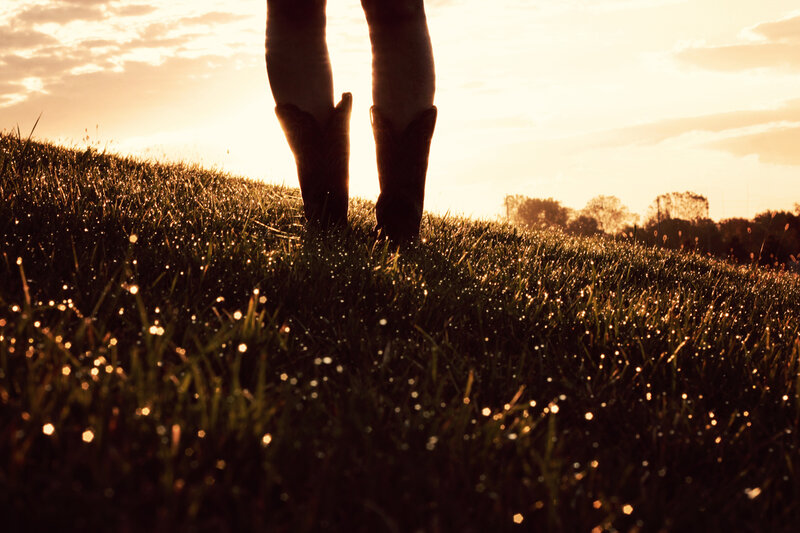 Silhouette of Boots on Grass