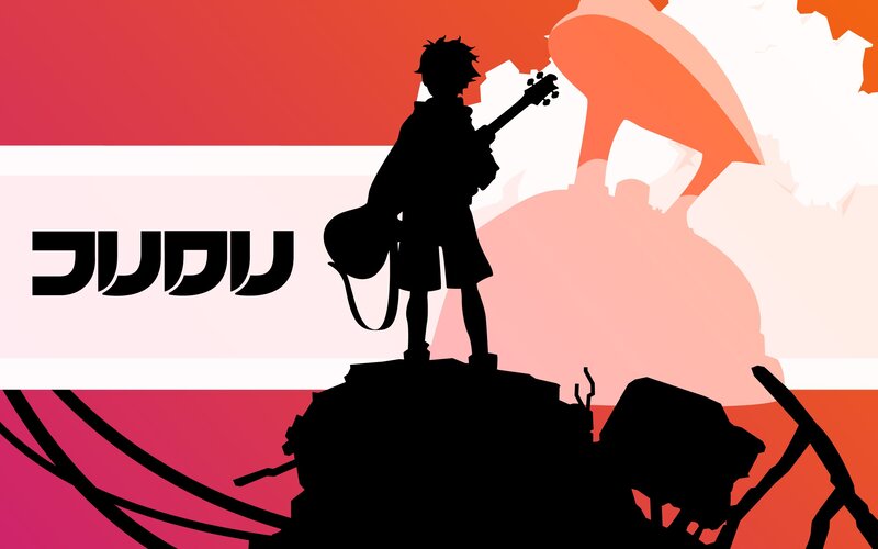 Silhouette of Boy with Guitar — Red